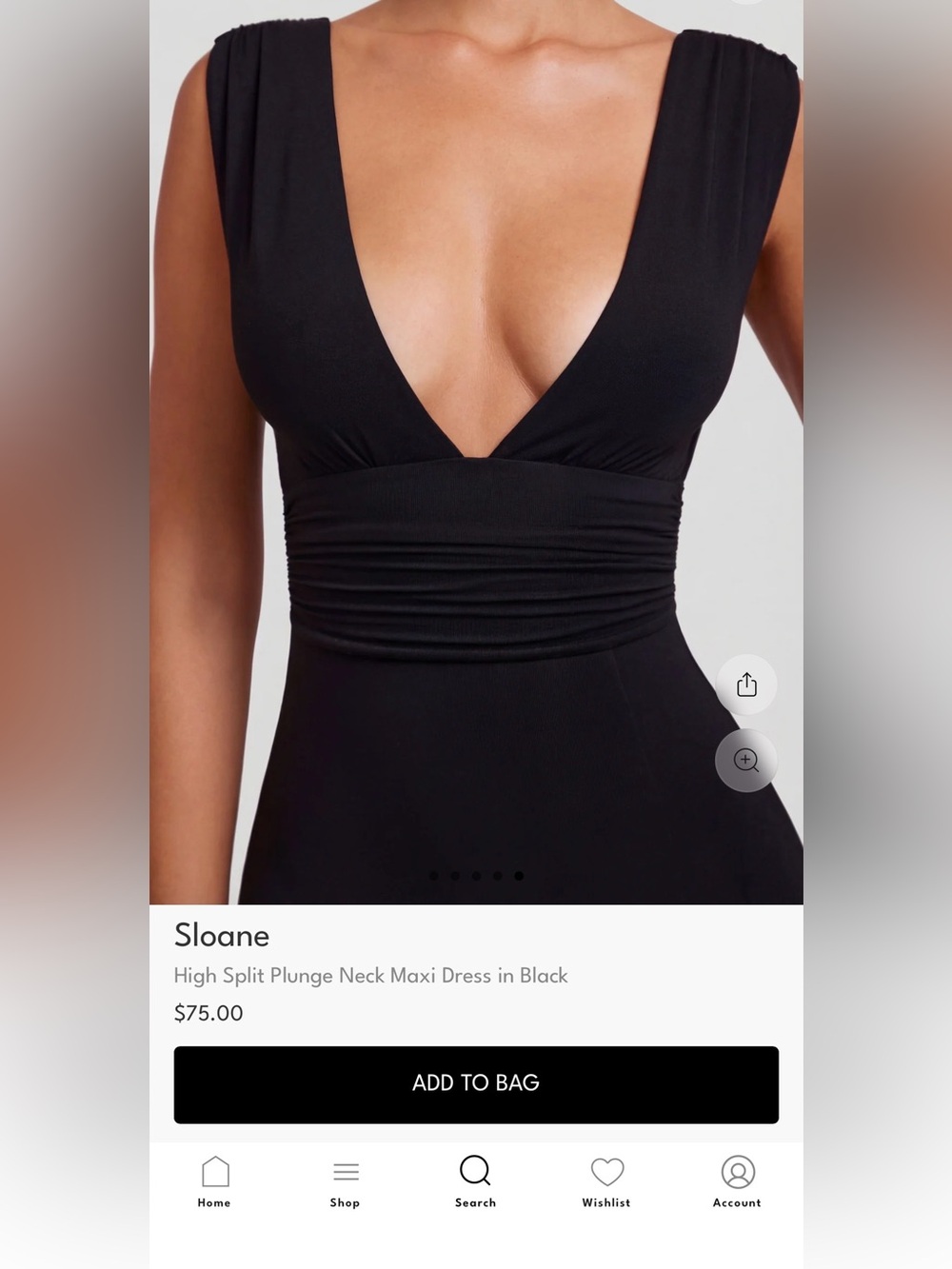 Oh Polly Sloane Black Plunge V-Neck Maxi Dress with High Side Slit - Picture 2 of 8